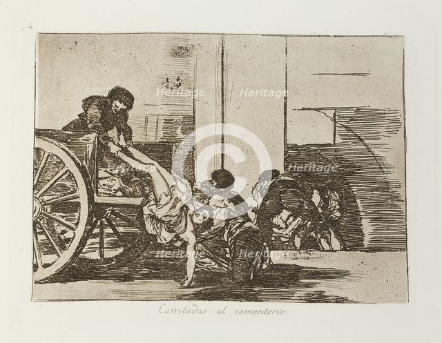 Carretadas al cementerio.; Los Desastres de la Guerra, Madrid 1863. Creator: Francisco Goya.