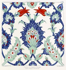 Carreau de fayence Persane 1880. Creators: Adalbert de Beaumont, Eugène-Victor Collinot