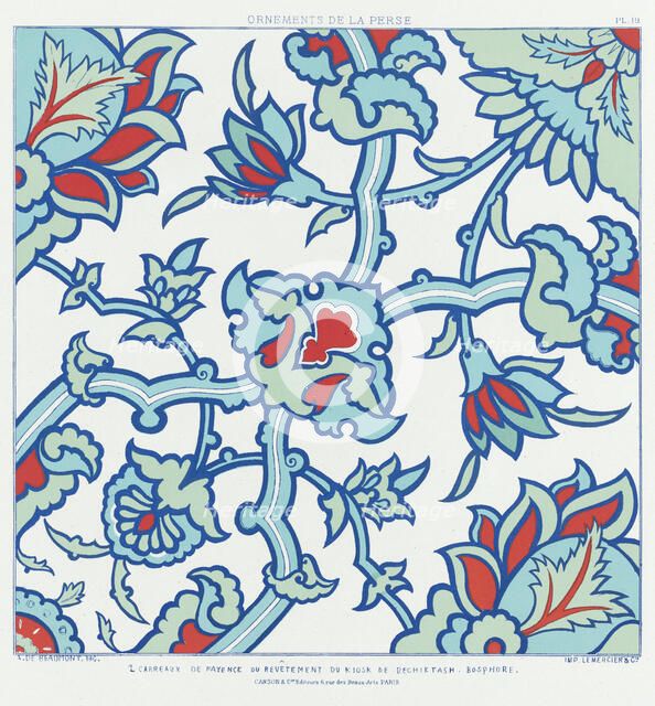 'Carreaux de fayence du revêtement du kiosk de Beghiktash, Bosphore', 1880. Creators: Adalbert de Beaumont, Eugène-Victor Collinot.