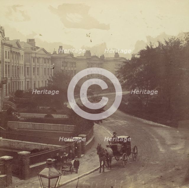 Carriage on Street in Residential Neighborhood, London, 1860s. Creator: Unknown.
