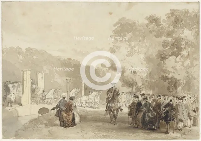 Carriage of the Prince, who drives from the driveway of Huis ten Bosch, 1855. Creator: Charles Rochussen.