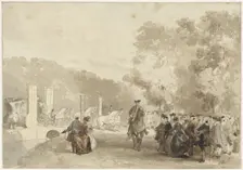 Carriage of the Prince, who drives from the driveway of Huis ten Bosch, 1855. Creator: Charles Rochussen
