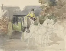 Carriage with two horses, 1810-1890. Creator: Eugene Louis Lami