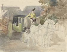 Carriage with two horses, 1810-1890. Creator: Eugene Louis Lami