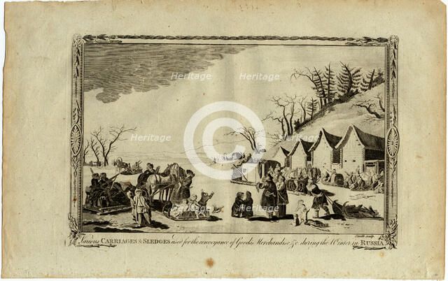 Carriages and sledges during the Winter in Russia. Artist: Anonymous  
