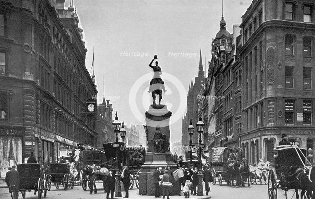 Carriages in Holborn Circus, City of London, (c1900?).  Creator: Unknown.