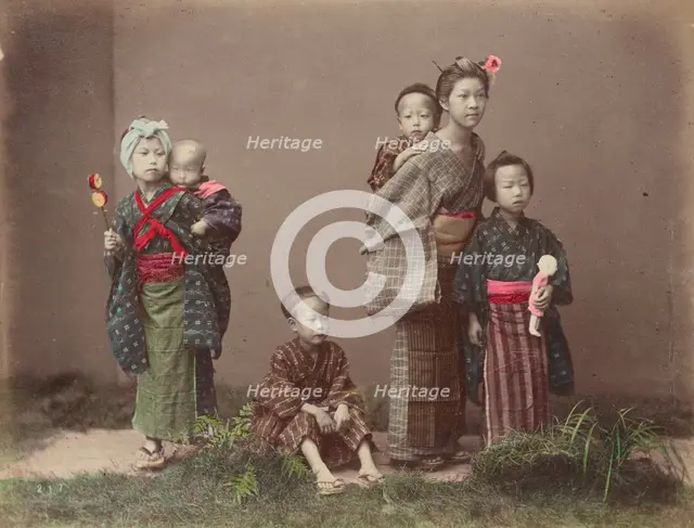 Carrying Children, 1870s-1890s. Creator: Kusakabe Kimbei.