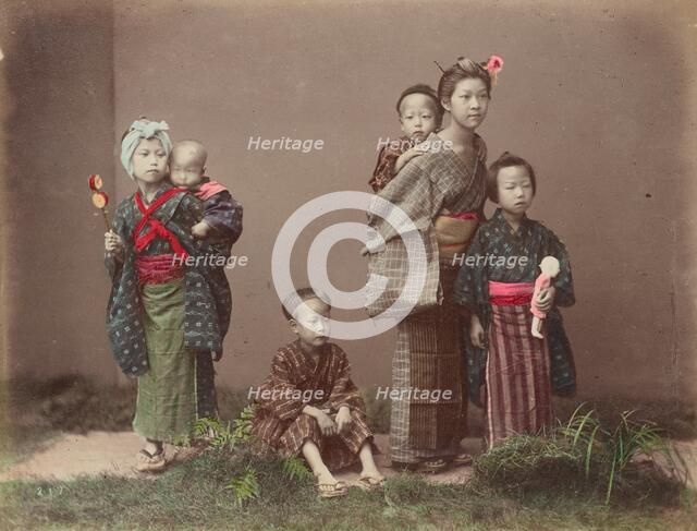 Carrying Children, 1870s-1890s. Creator: Kusakabe Kimbei.