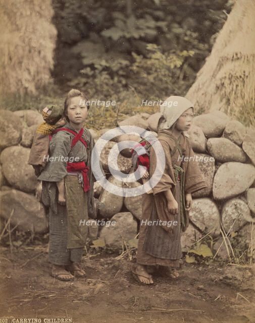 Carrying Children, about 1875-1890s. Creator: Adolfo Farsari.