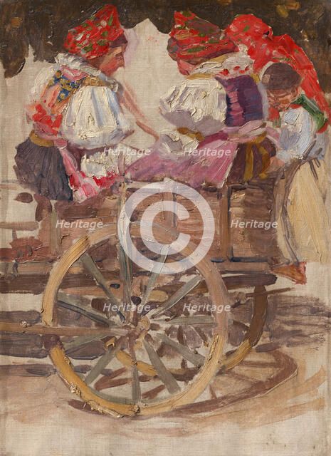 Carrying away the quilts, 1903. Creator: Joza Uprka.