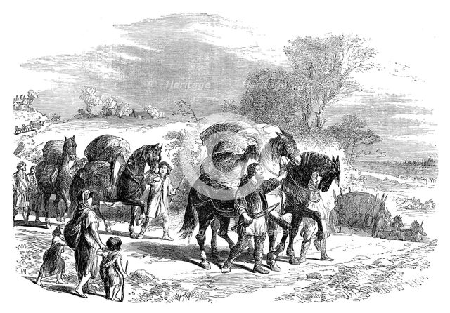 Carrying bread to London on pack-horses, c1895. Artist: Unknown