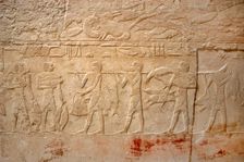Carrying the fishing, polychrome relief, Mastaba of Kagemni, Saqqara, Egypt, Old Kingdom (2003). Creator: Unknown