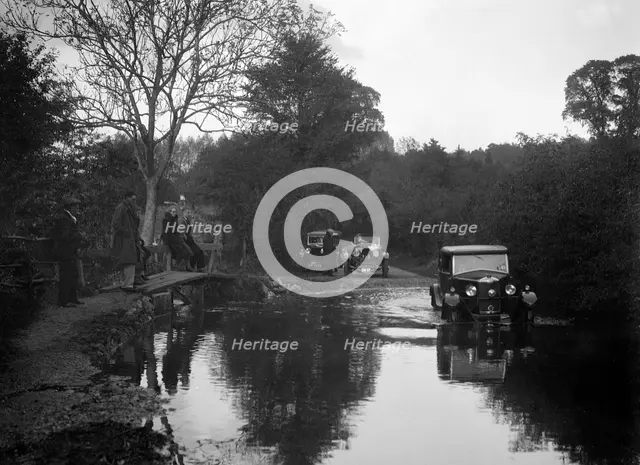 Cars taking part in the Bugatti Owners Club car treasure hunt, 25 October 1931. Artist: Bill Brunell.