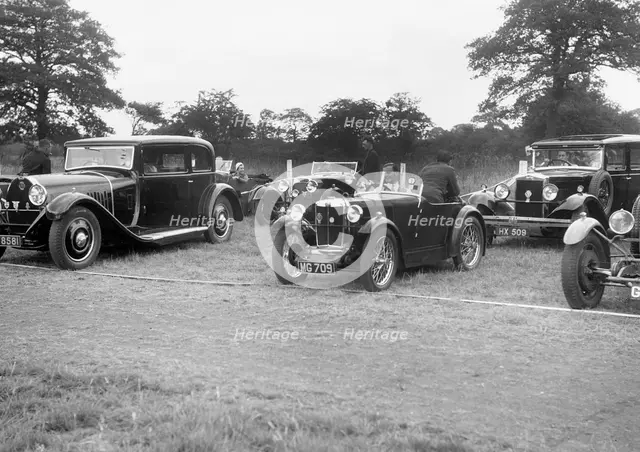 Cars taking part in the Bugatti Owners Club gymkhana, 5 July 1931. Artist: Bill Brunell.