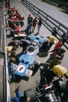 Cars at the British Grand Prix, Silverstone, Northamptonshire, 1969