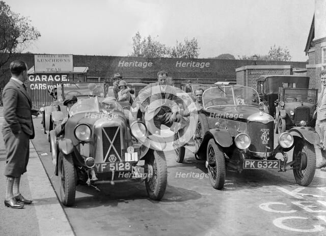 Cars at the North West London Motor Club Trial, Osterley Park Hotel, Isleworth, 1 June 1929. Artist: Bill Brunell.
