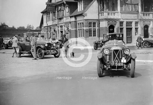 Cars at the North West London Motor Club Trial, Osterley Park Hotel, Isleworth, 1 June 1929. Artist: Bill Brunell.