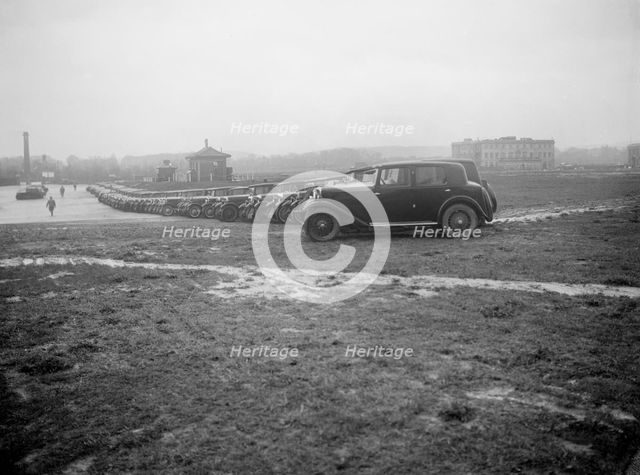 Cars at the Riley Motor Club Rally, Croydon Aerodrome, 25 April 1931. Artist: Bill Brunell.