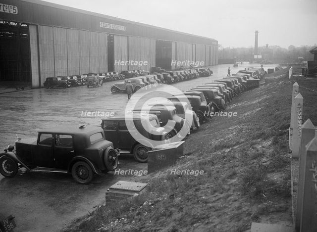 Cars at the Riley Motor Club Rally, Croydon Aerodrome, 25 April 1931. Artist: Bill Brunell.