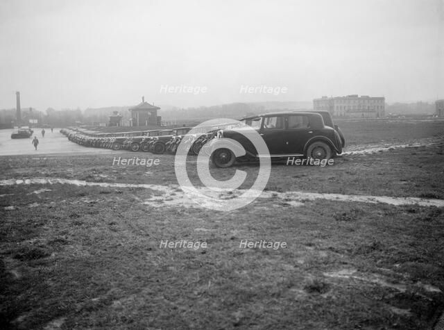 Cars at the Riley Motor Club Rally, Croydon Aerodrome, 25 April 1931. Artist: Bill Brunell.