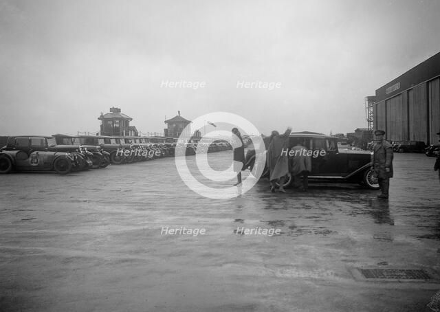 Cars at the Riley Motor Club Rally, Croydon Aerodrome, 25 April 1931. Artist: Bill Brunell.