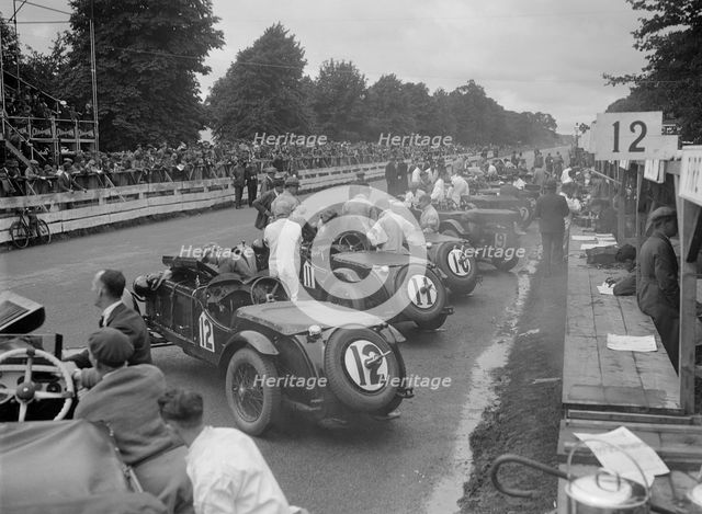 Cars before the start of the Irish Grand Prix, Phoenix Park, Dublin, 1930. Artist: Bill Brunell.