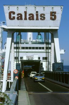 Cars boarding ferry at Calais