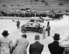 Cars lined up for the start of a race, Brooklands, Surrey, c 1925-c1930
