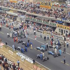 Cars lining up on the starting grid, French Grand Prix, Le Mans, France, 1967