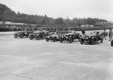 Cars on the start line at the JCC Members Day, Brooklands, 4 July 1931. Artist: Bill Brunell