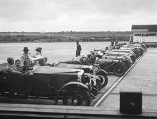 Cars on the start line at the JCC Members Day, Brooklands, 4 July 1931. Artist: Bill Brunell