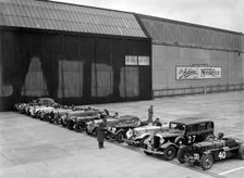 Cars on the start line at the JCC Members Day, Brooklands, 8 July 1939. Artist: Bill Brunell
