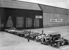 Cars on the start line at the JCC Members Day, Brooklands, 8 July 1939. Artist: Bill Brunell