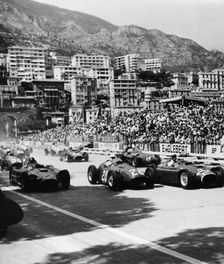 Cars on the starting grid, Monaco, 1950s