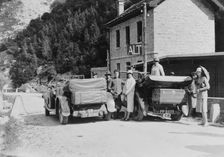Cars parked at the Italian frontier