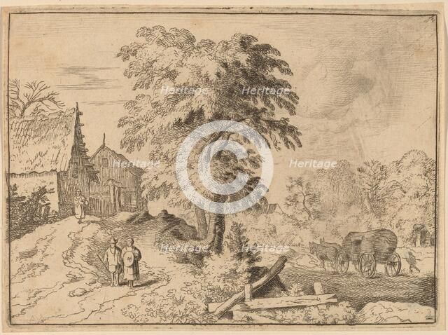 Cart with Two Draft Horses, probably c. 1645/1656. Creator: Allart van Everdingen.