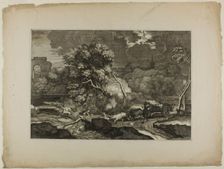 Cart Drawn by Two Pairs of Oxen in a Storm, 17th century. Creator: Sébastien Bourdon