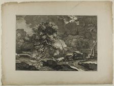 Cart Drawn by Two Pairs of Oxen in a Storm, 17th century. Creator: Sébastien Bourdon