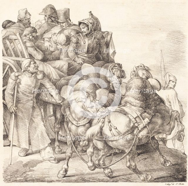 Cart Filled with Wounded Soldiers (Chariot charge de soldats blesses), 1818. Creator: Theodore Gericault.