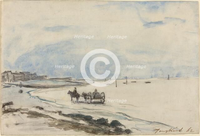 Cart on the Beach at Etretat, 1862. Creator: Johan Barthold Jongkind.