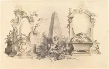 Cartouche Moderne with Emblems of Death. Creator: Johann Esaias Nilson