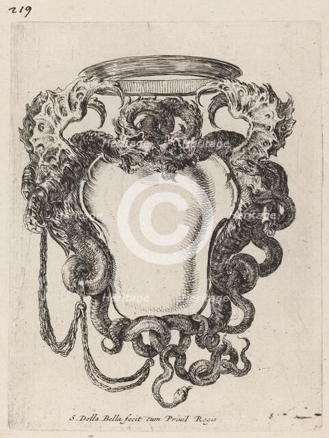 Cartouche Flanked by Dragons, 1647. Creator: Stefano della Bella.