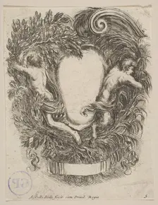 Cartouche Framed by Apollo and Pan, 1647. Creator: Stefano della Bella