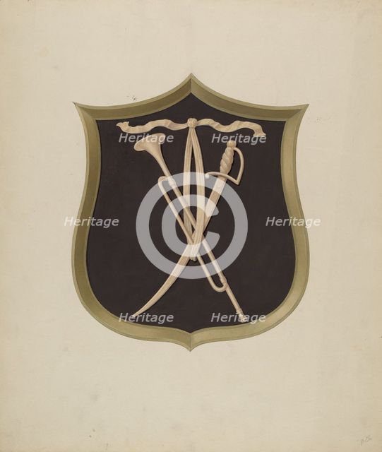 Cartouche from Salem Gate, c. 1939. Creator: Alfred H. Smith.