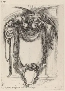 Cartouche Suspended from Corpses, 1647. Creator: Stefano della Bella
