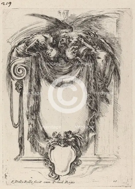 Cartouche Suspended from Corpses, 1647. Creator: Stefano della Bella.