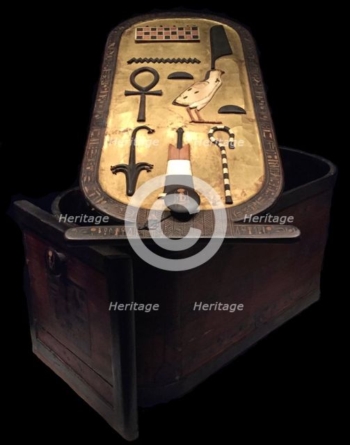Cartouche shaped box from the Tutankhamun tomb, 14th cen. BC. Creator: Ancient Egypt.