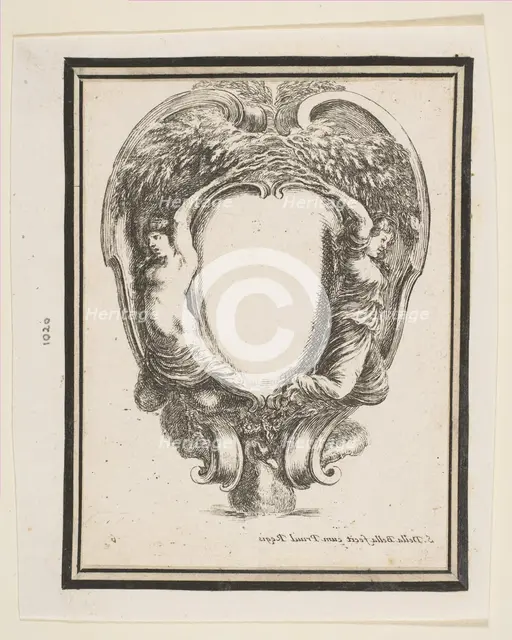Cartouche with Duck and Nymphs, 1647. Creator: Stefano della Bella.