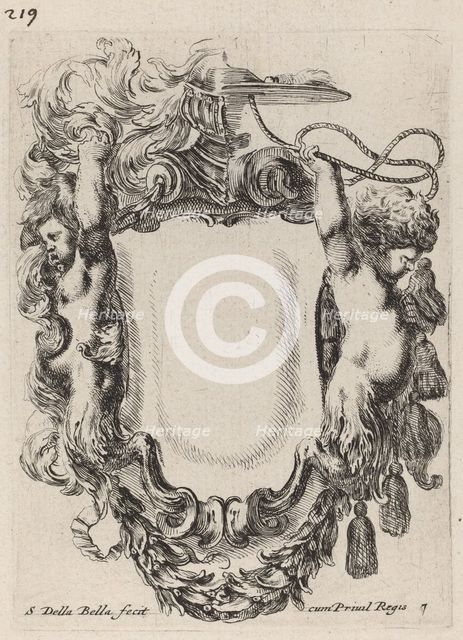 Cartouche with Infant Satyrs, 1647. Creator: Stefano della Bella.