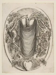 Cartouche with Skeletons, 1647. Creator: Stefano della Bella